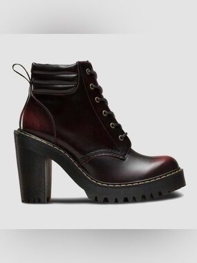 Dr Martens Sz 8 Persephone Arcadia Cherry Red Lace Up Heel Boots